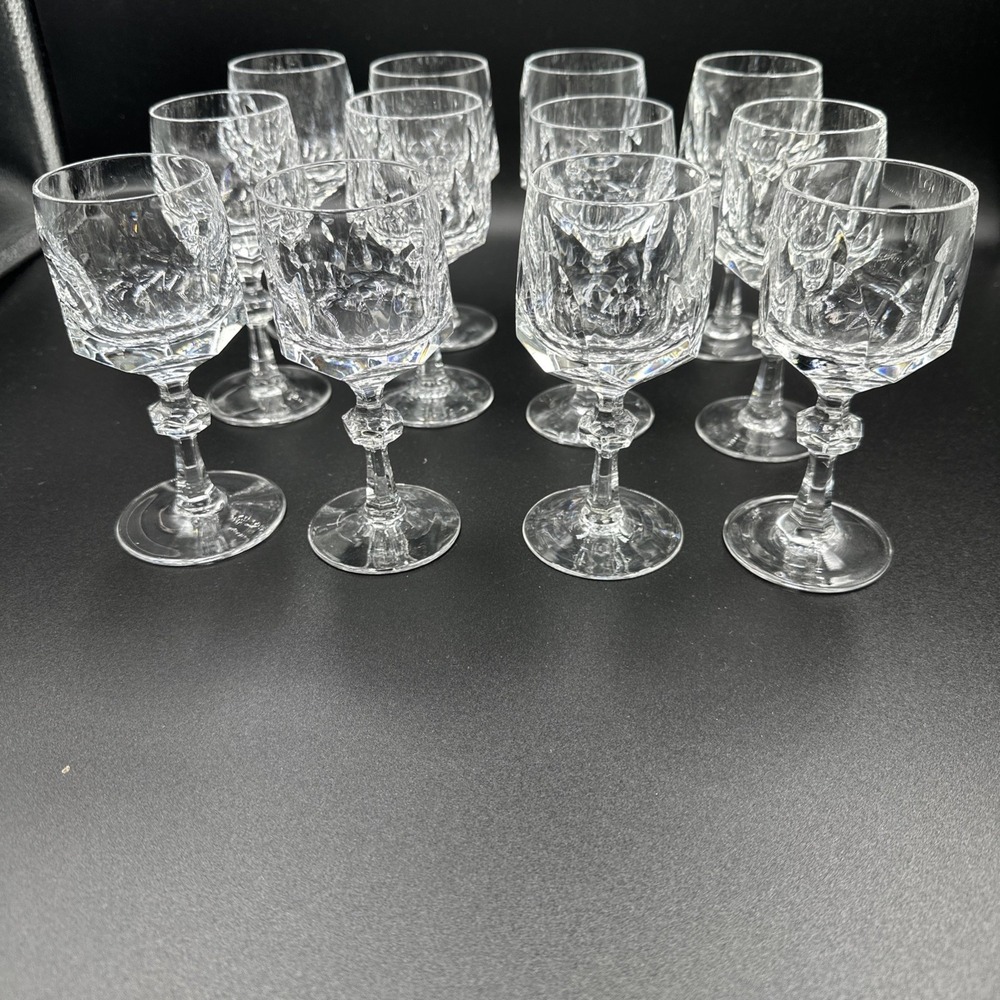 Vintage Bavarian Bleikristall Small Stem Crystal Glasses Set of 12 Germany 5"‎